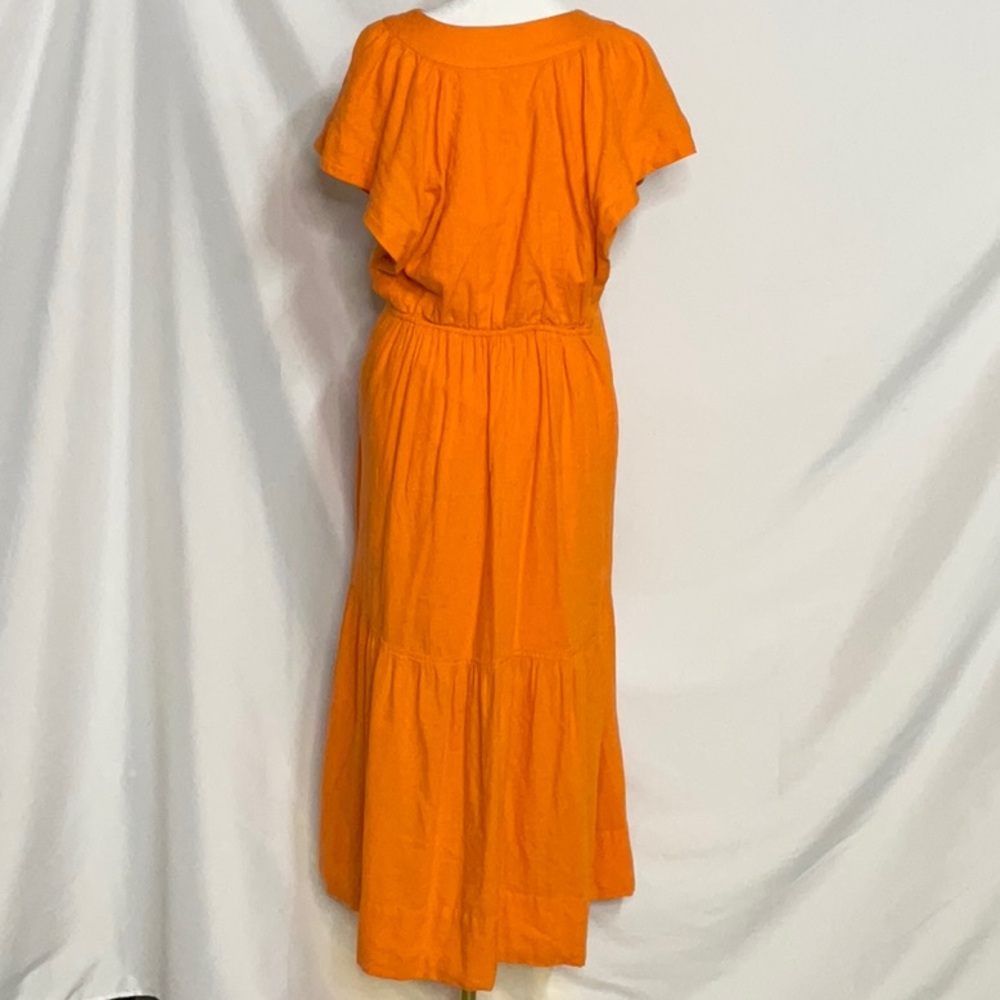 Anthropologie Orange Linen Blend Midi Dress - Picture 5 of 12